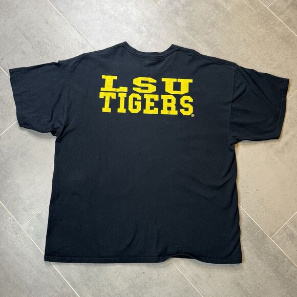 Vintage LSU Tigers Football Helmet Shirt XXL BMOC Y2K Black Rare VGUC - Picture 5 of 5